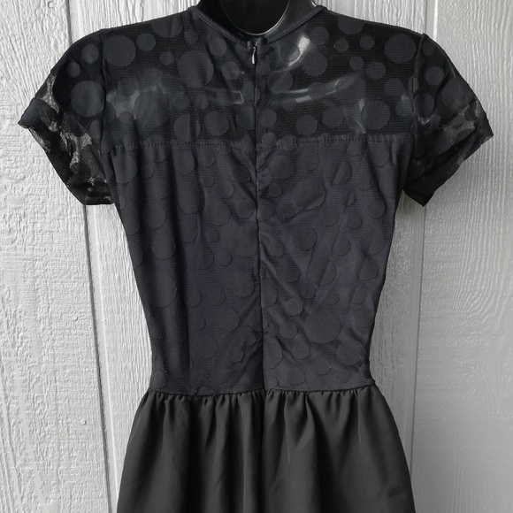 Party Mini Dress Polka Dot Black Sheer Top Small - Picture 5 of 6